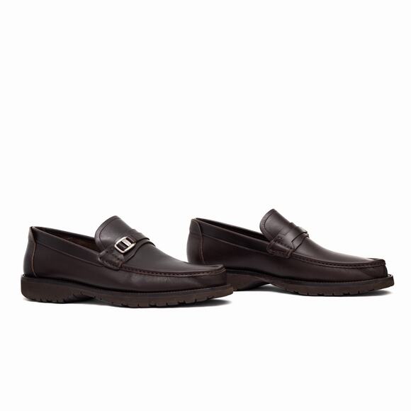 950$ Ferragamo Men\'s Gancini Logo Brown Leather Loafers US 9.5 EE main image 15